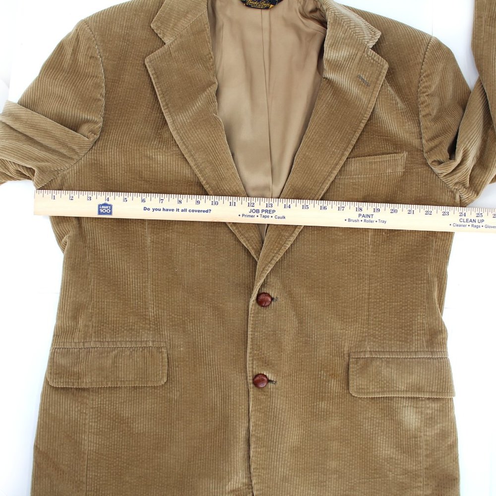 Brooks Brothers Tan Corduroy Blazer 48 Sport Coat Knot Buttons Notch Lapel Vtg - Picture 11 of 16